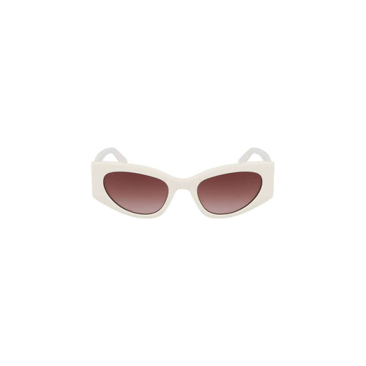 Liu Jo White Acetate Women Sunglasses with brown tinted teardrop lenses and stylish acetate frame for UV protection.