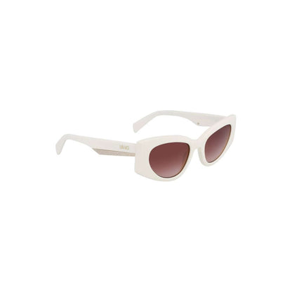 Liu Jo White Acetate Women Sunglasses with brown teardrop lenses, sophisticated and stylish eyewear offering UV protection.