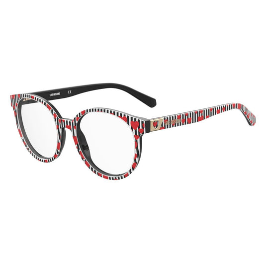 Love Moschino Black Acetate Frames MOL584-7RM glasses with red and black patterned design.