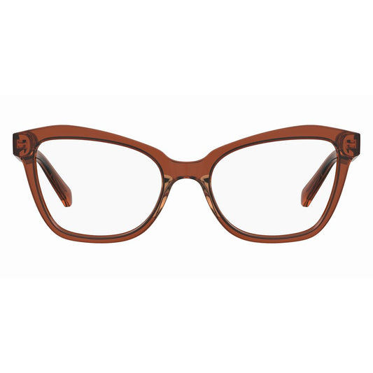 Love Moschino Yellow Acetate Frames glasses with ocher color, 52/18/140 mm size, ideal for women.
