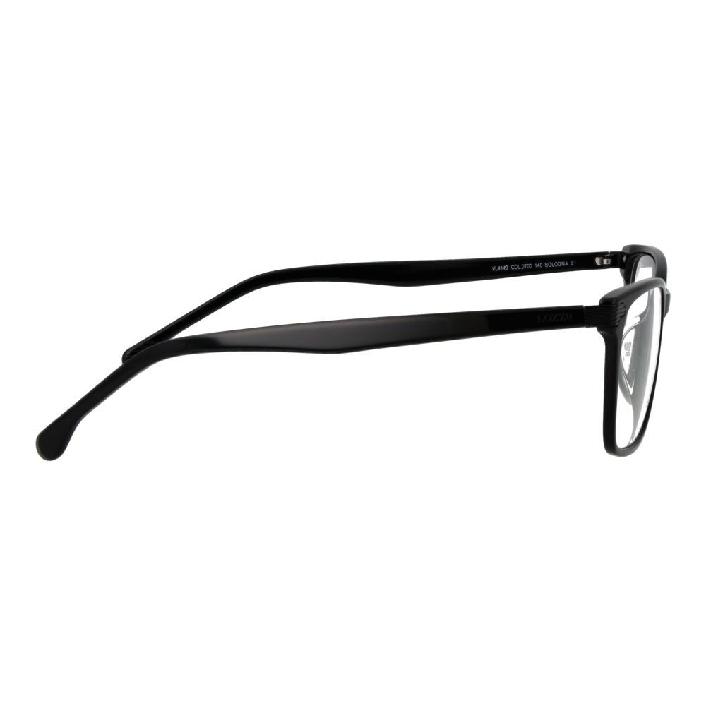 Lozza Black Men Glasses Frame full-rim acetate side view with branded case.
