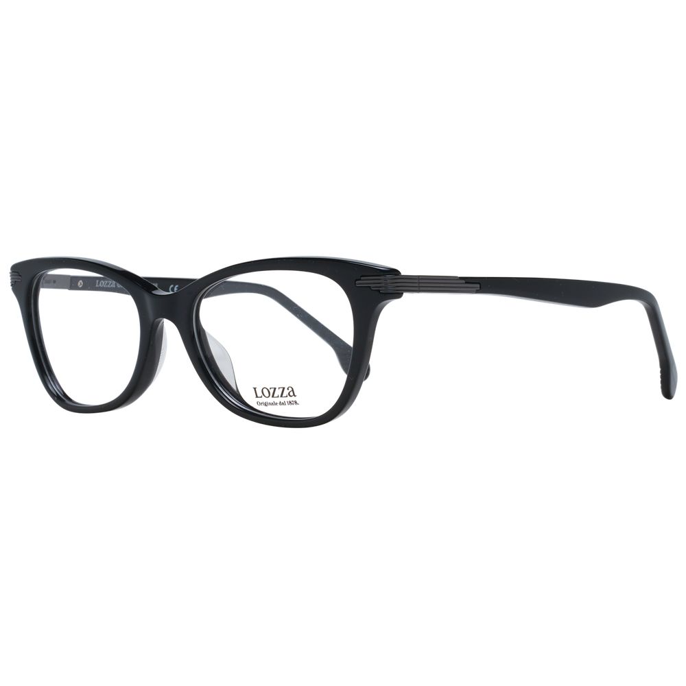 Lozza Black Women Glasses Frame, full-rim acetate and plastic rectangle style with demo lenses, size 51-17-140
