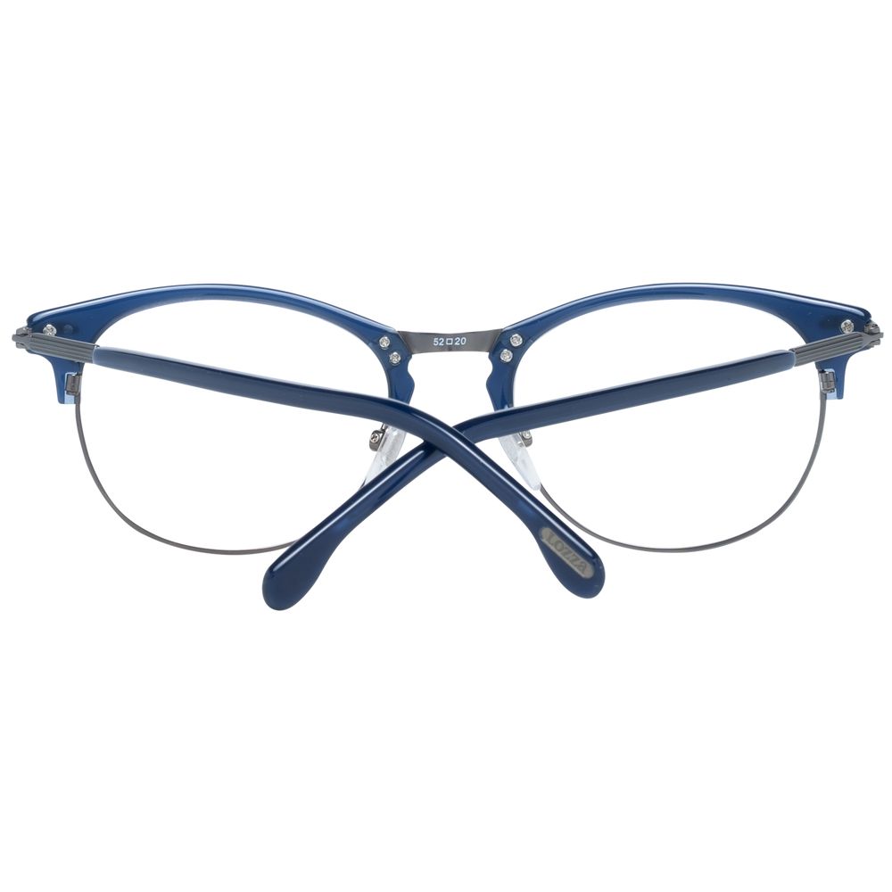 Lozza Blue Unisex Glasses Frame with full-rim oval design, blue metal and plastic frame, demo lenses, temple length 140mm.