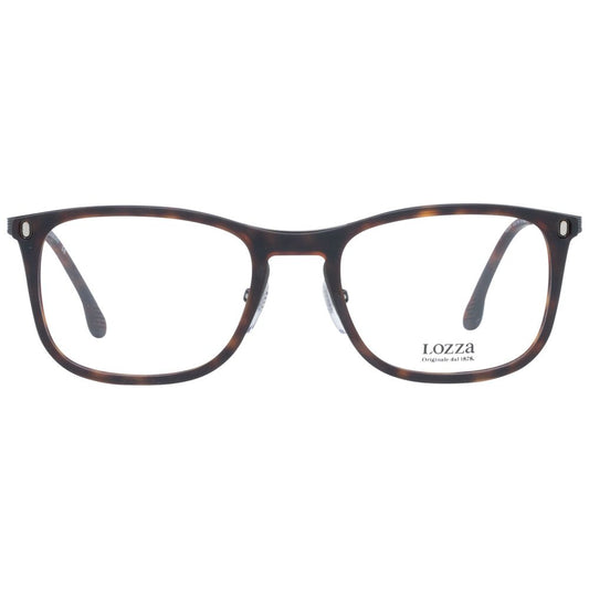 Lozza Brown Men Glasses Frame with full-rim metal frame, rectangle style, brown color. Size 53-19-140, includes branded case.
