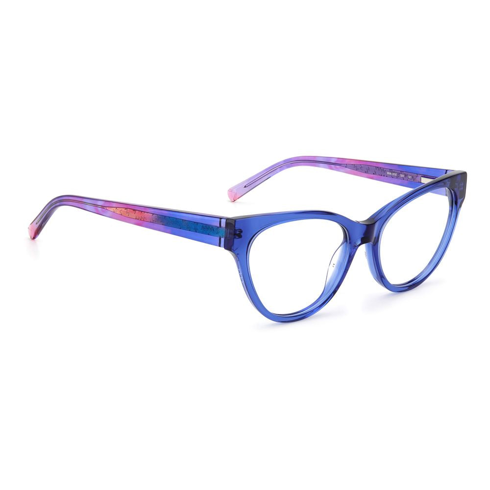 M Missoni Blue Acetate Frames with vibrant blue and purple design, eyewear dimensions 53/17/140 mm, stylish women's glasses.