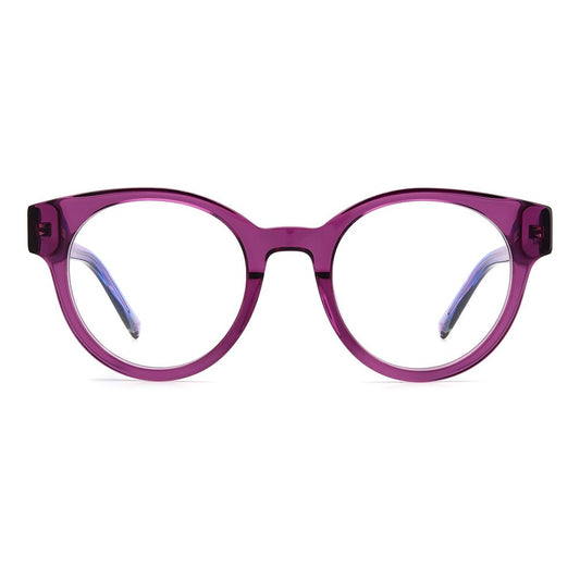 M Missoni Purple Acetate Frames with 48/21/140 mm measurements for women. Stylish, round glasses in vibrant purple color.