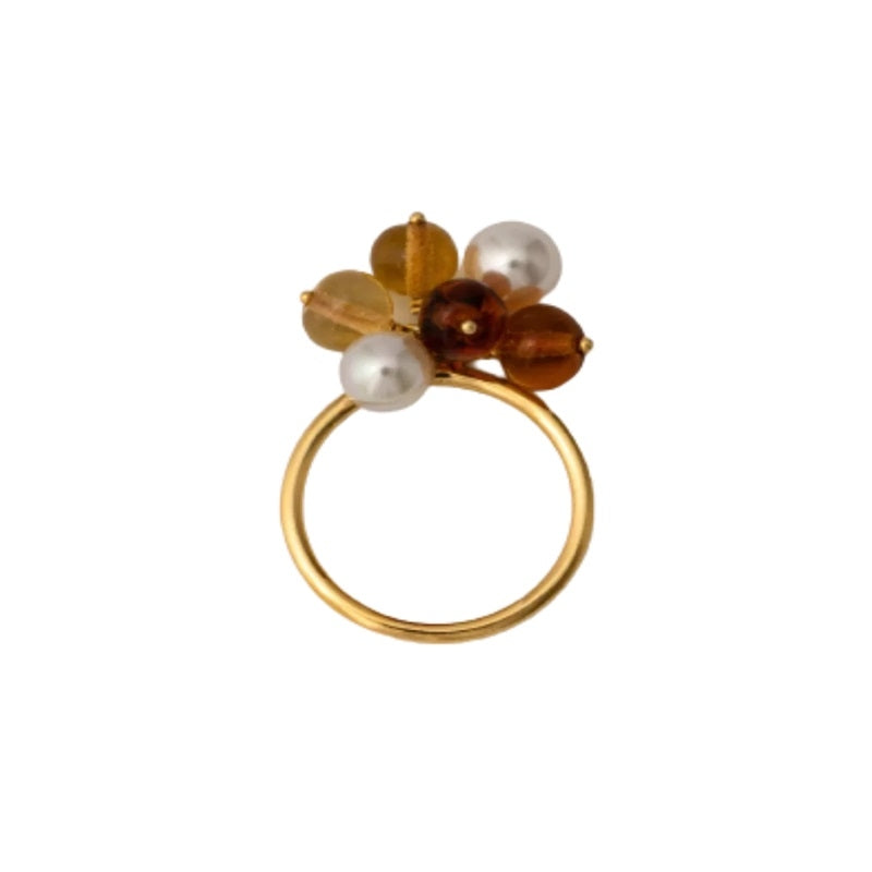 Gold ring with brown and white pearls from MAJORICA JEWELRY Mod. 16695.01.1.915.010.1.