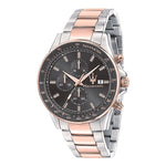 MASERATI Mod. SFIDA wristwatch, 44mm chronograph with silver case, stainless steel two-tone strap, water resistant up to 10 ATM.