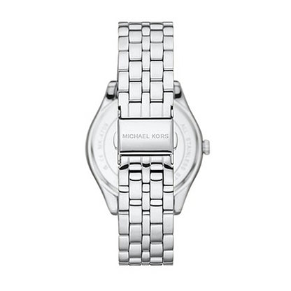 Back view of MICHAEL KORS Mod. HARLOWE wristwatch with stainless steel bracelet.