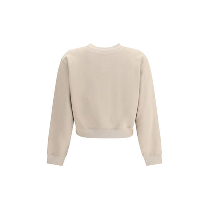 Back view of Maison Kitsuné Beige Cotton Sweatshirt featuring a ribbed hem and cuffs.