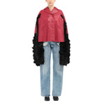 Maison Margiela Faux Fur Trimmed Leather Cape Jacket MA-8736458735828-42