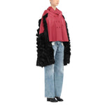 Maison Margiela Faux Fur Trimmed Leather Cape Jacket MA-8736458735828-42