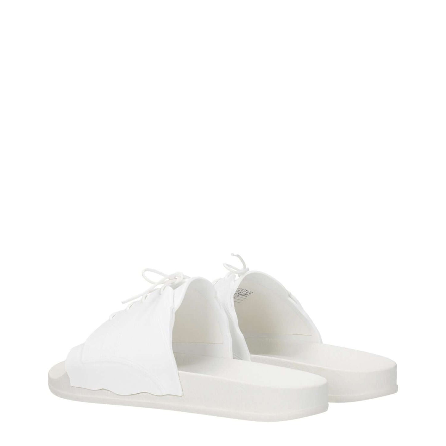 Maison Margiela White Cotton Slippers with open toe and rubber sole.