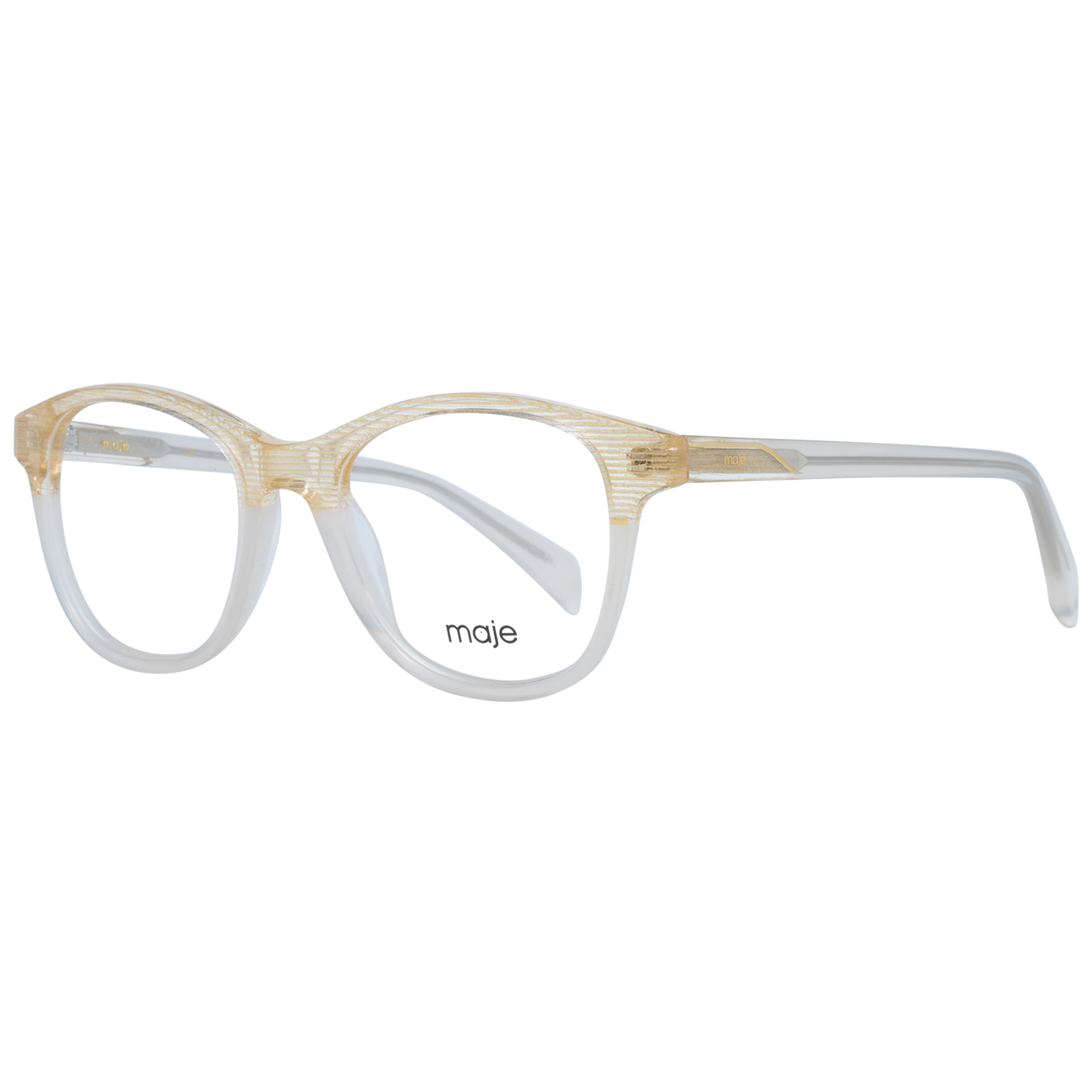 Maje Beige Acetate Glasses (Frames) trapezium full-rim multicolor for women, size 48-18-140, with plastic demo lenses, includes branded case.