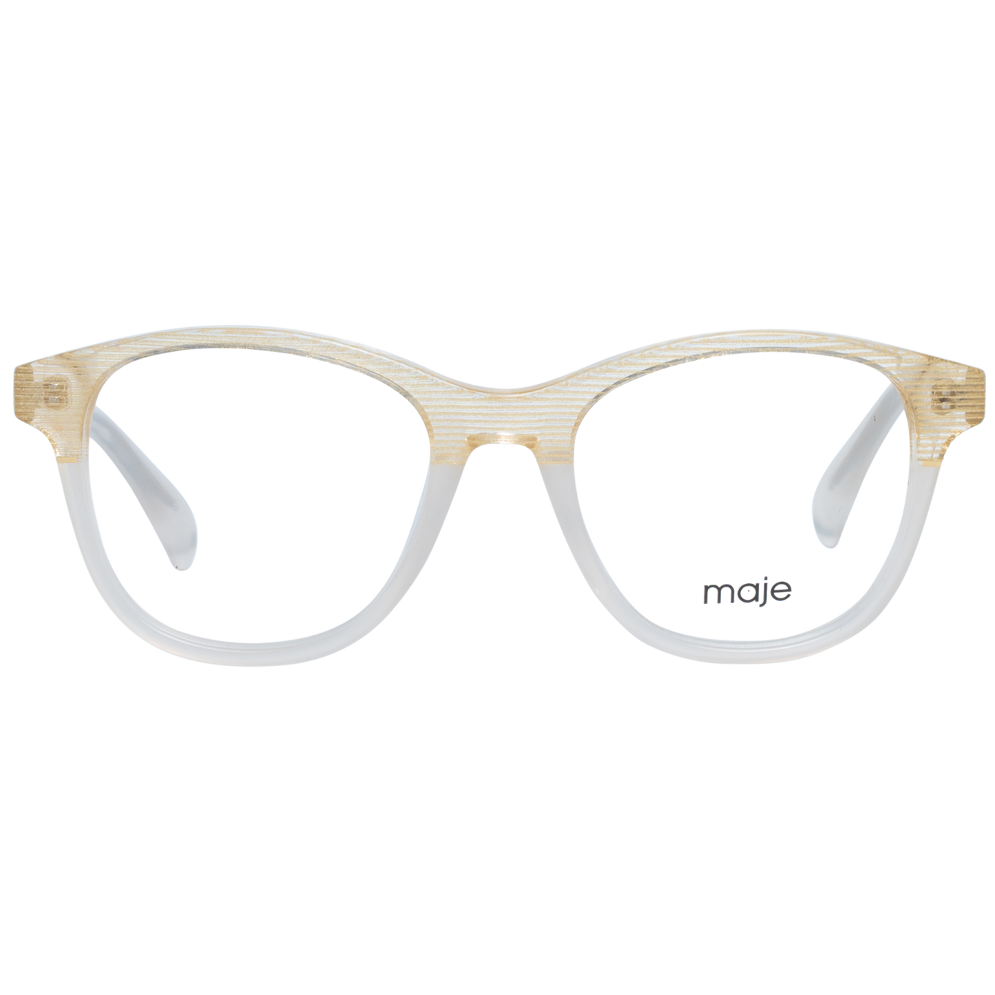 Maje Beige Acetate Glasses (Frames) for women with full-rim trapezium design in multicolor, demo plastic lenses included.