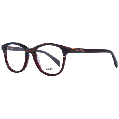 Maje Brown Acetate Glasses (Frames) for women, full-rim round style, brown color, acetate frame, demo lenses, includes branded case.