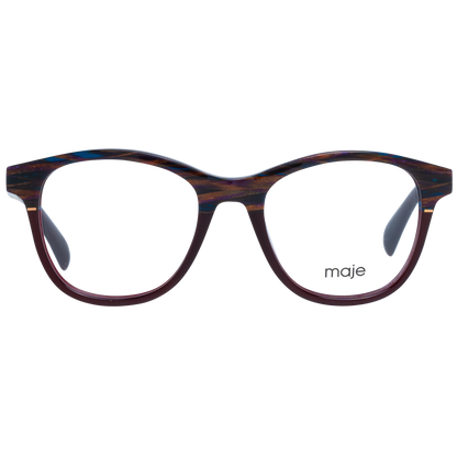 Maje Brown Acetate Glasses (Frames) for women in full-rim round style, brown color, size 48-18-140, with polydemo lenses.