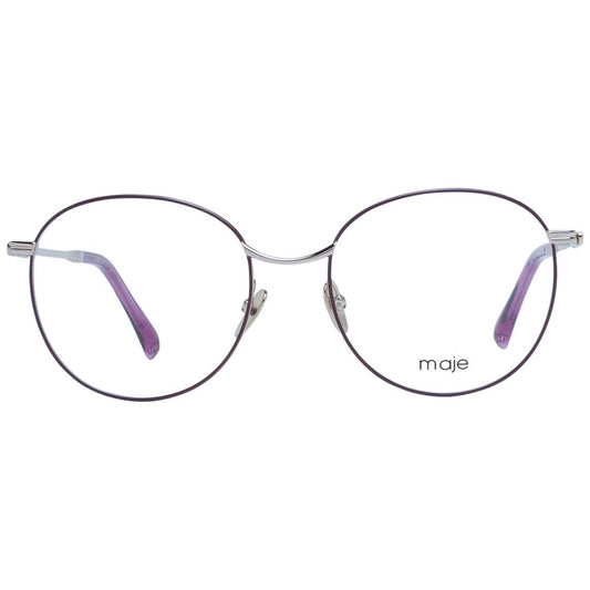 Maje Purple Women Glasses Frame in full-rim metal with demo lenses, round style, size 55-19-140, includes branded case.