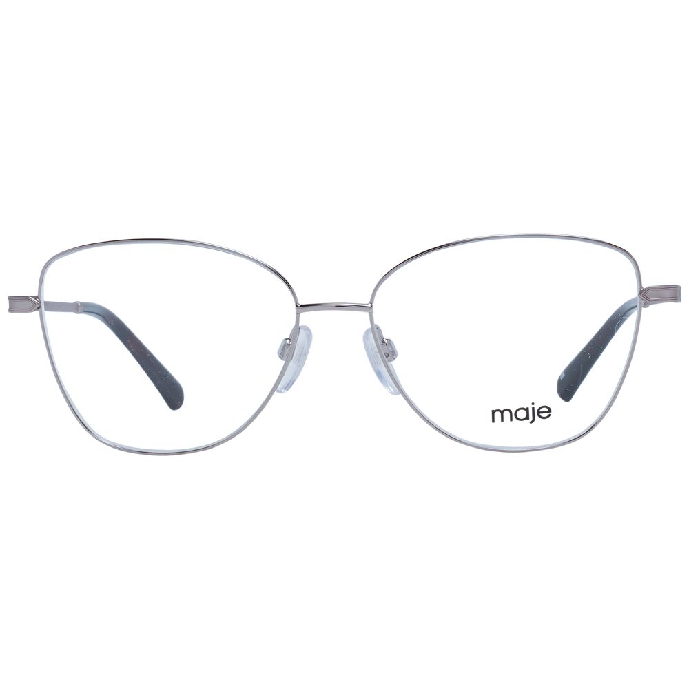 Maje Silver Women Glasses Frame, stainless steel, full-rim square style, demo lenses, includes branded case, size 54-14-135.