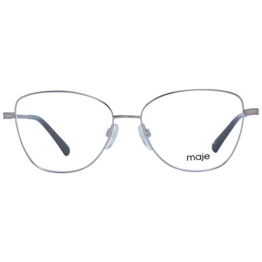 Maje Silver Women Glasses Frame, stainless steel, full-rim square style, demo lenses, includes branded case, size 54-14-135.