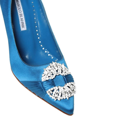 Manolo Blahnik Blue Silk High Heel Pumps