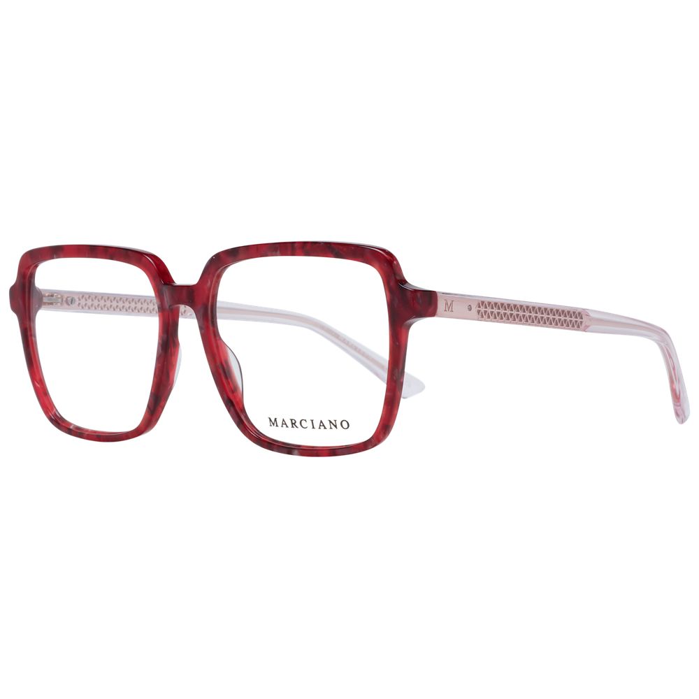 Marciano by Guess Burgundy Plastic Glasses (Frames) square full-rim women's eyewear with demo lenses, size 54-15-140.