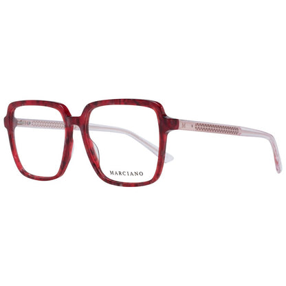 Marciano by Guess Burgundy Plastic Glasses (Frames) square full-rim women's eyewear with demo lenses, size 54-15-140.