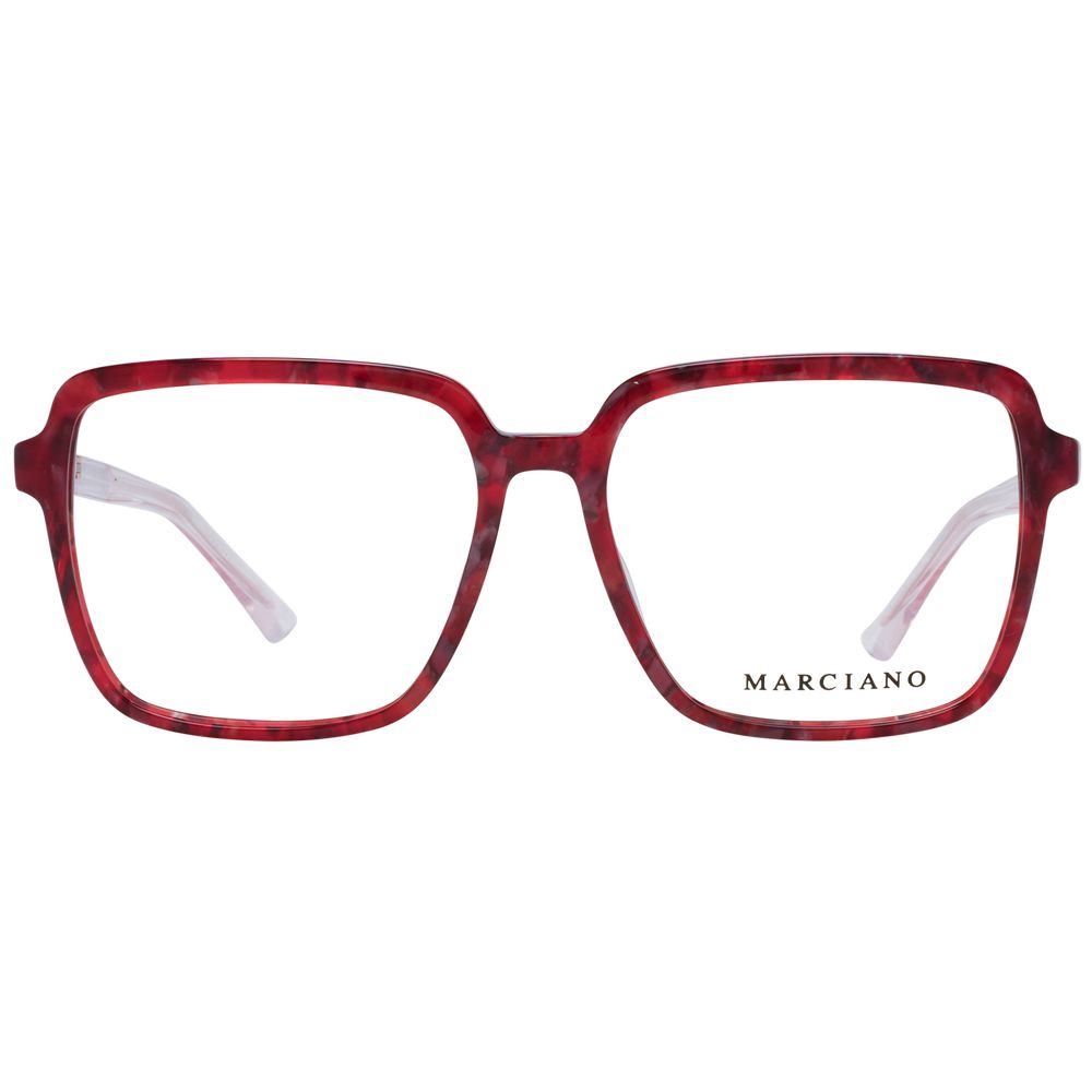 Marciano by Guess Burgundy Plastic Glasses (Frames) for women with full-rim square style and 54-15-140 size, includes branded case.