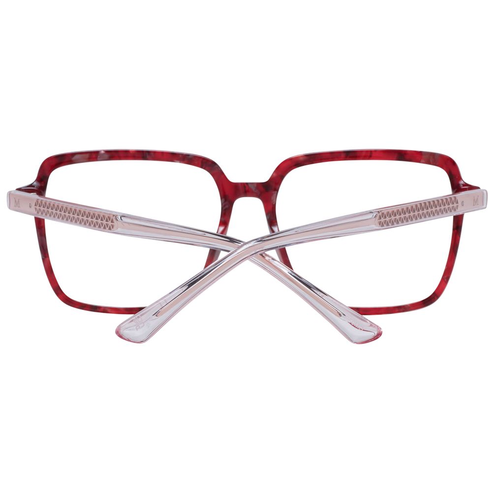 Marciano by Guess Burgundy Plastic Glasses (Frames) with full-rim square style and demo lenses, includes branded case for women.