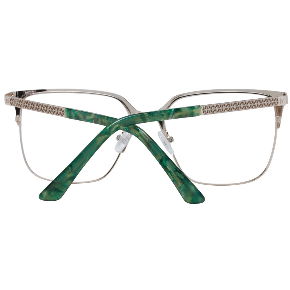 Marciano by Guess Cream Women Glasses Frame with green temples, full-rim square style, metal frame, demo lenses, includes branded case.