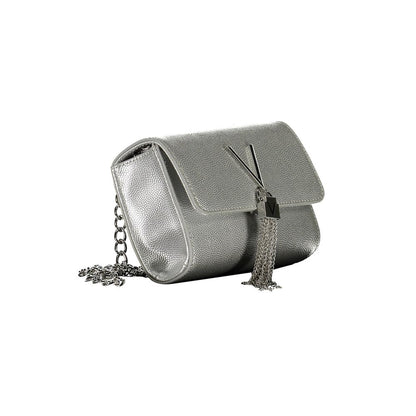 Mario Valentino Argento Polyurethane Women Shoulder Bag in silver with chain and tassel accent
