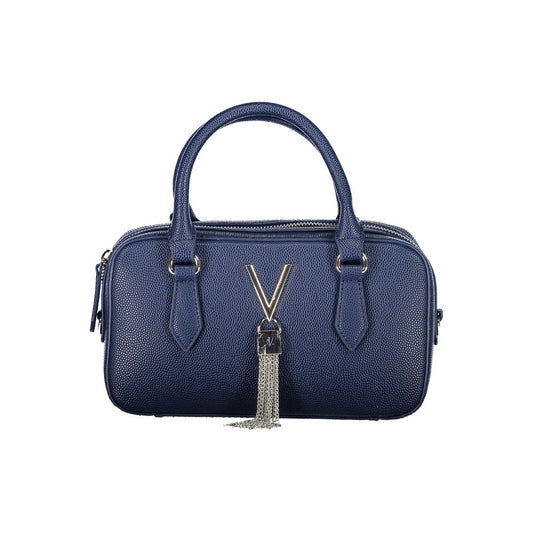 Mario Valentino Blue Polyethylene Women Handbag with elegant handles and metallic chain detail