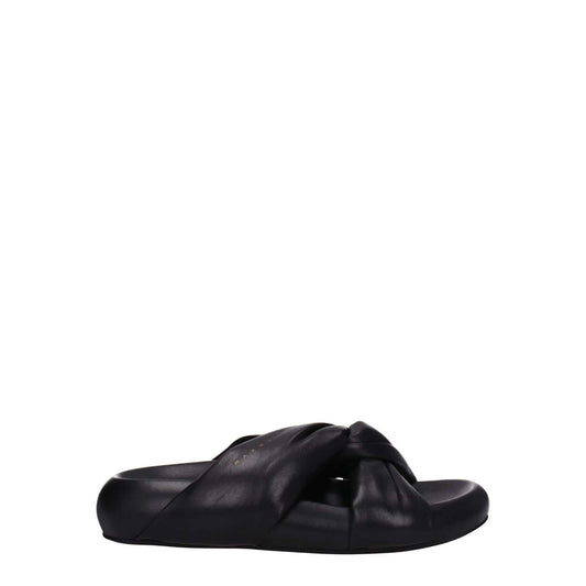 Marni Black Leather Slippers