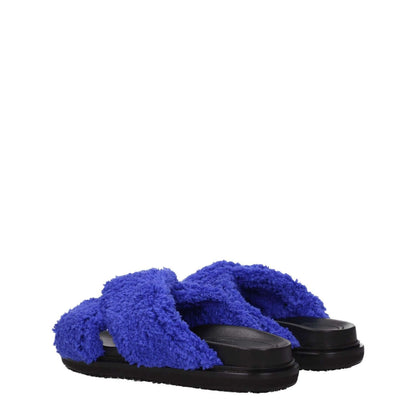 Marni Purple Fabric Slippers with open toe and rubber sole, featuring a side logo design. Casual style slippers in juniper color fabric.