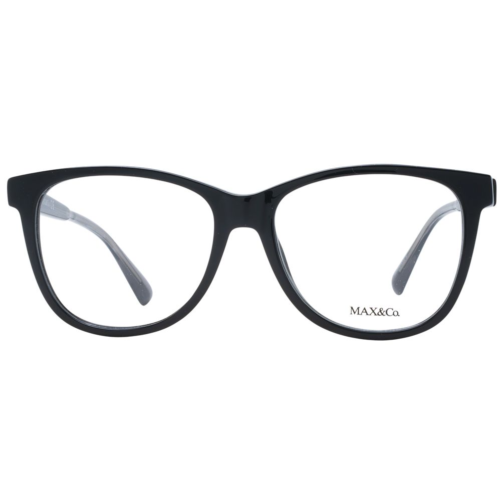 Max & Co Black Women Glasses Frame, full-rim plastic, round style, 54-16-140 size, includes branded case
