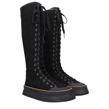 Max Mara Black Fabric Lace-Up Boots