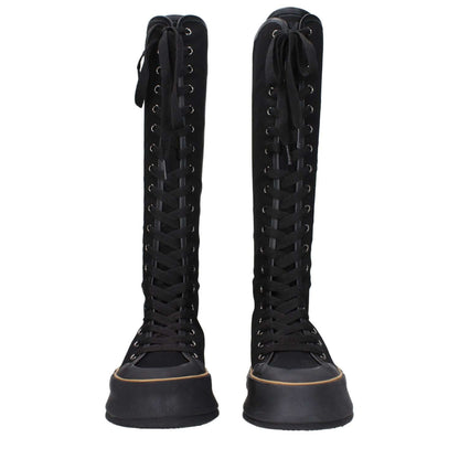 Max Mara Black Fabric Lace-Up Boots