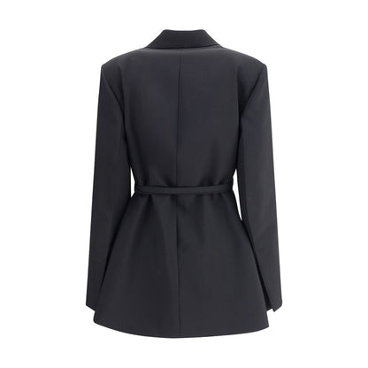 Max Mara Black Fleece Wool Full-Length Jacket