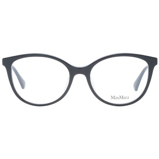 Max Mara Black Women Glasses Frame, full-rim butterfly style with metal and plastic materials, includes branded case