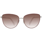 Max Mara Red Women Sunglass with red metal frame, full-rim butterfly style, and gradient brown lenses. Includes branded case.