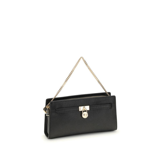 Michael Kors Hamilton Shoulder Bag with leather finish, sparkling padlock, and chain detail. Sophisticated design for AW25 season.