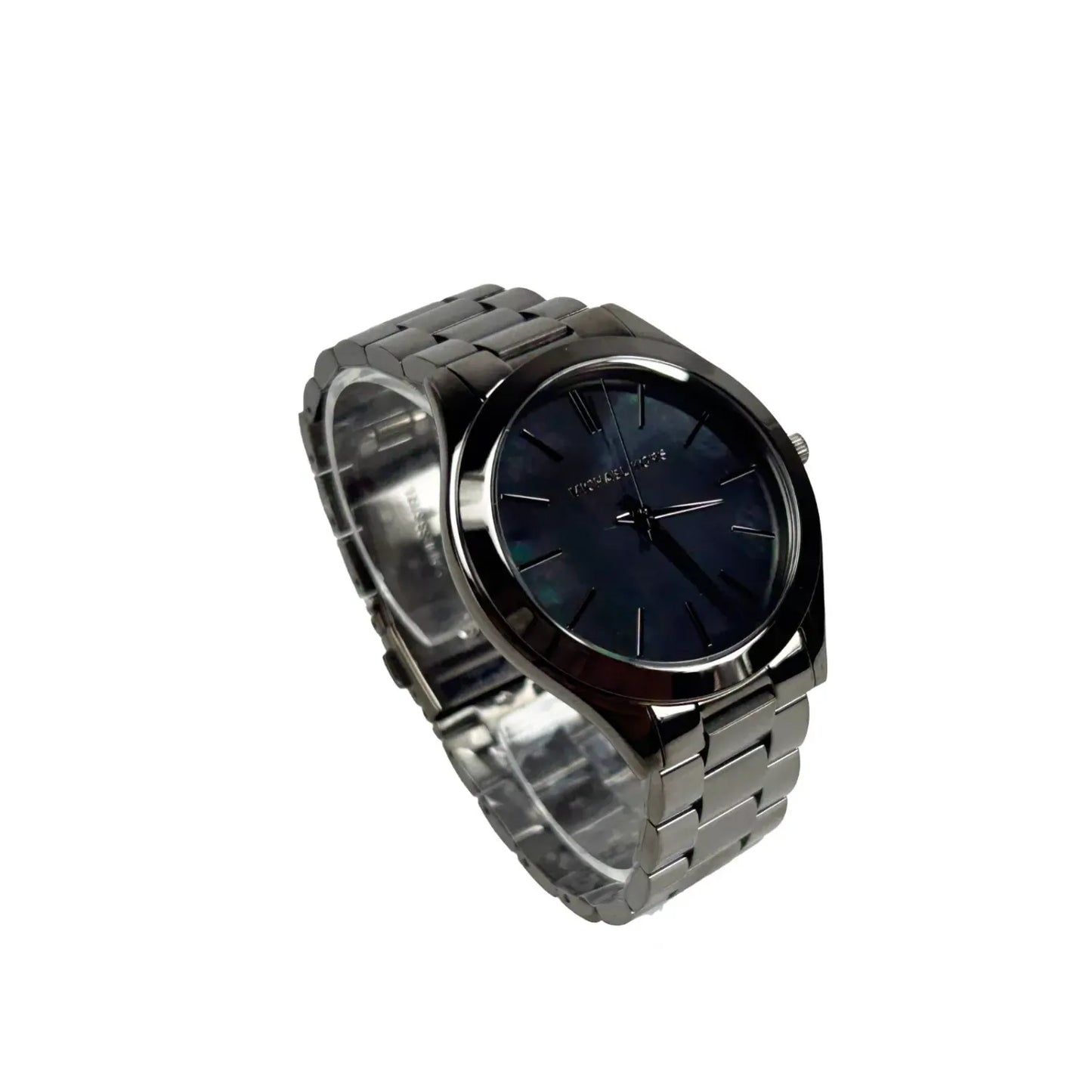 Michael Kors Slim Runway Gun Metal Stainless Steel Watch MK3413 NO BOX with 42 mm case and minimalistic design.