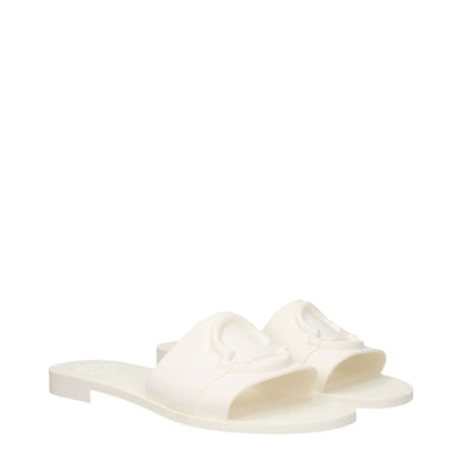 Moncler White Cotton Slippers with open toe design and rubber sole, featuring a front logo. MPN: 4C00130M4095035.