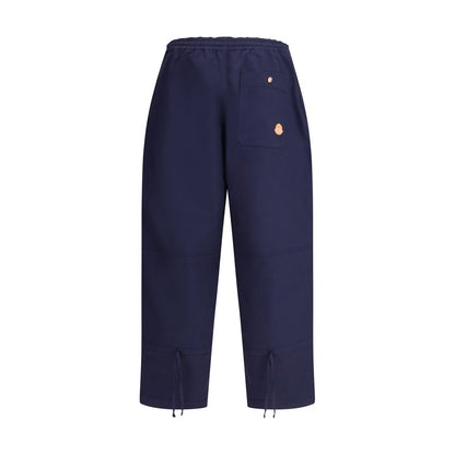 Moncler x Donald Glover Blue Cotton Casual Pants with elastic waistband and drawstring legs for adjustable fit.
