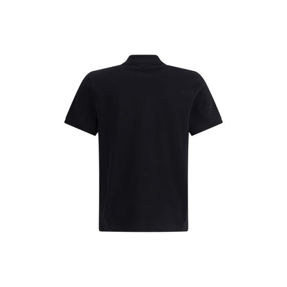Back view of Moose Knuckles Black Cotton Polo Shirt with classic collar and logo patch for AW25 season.