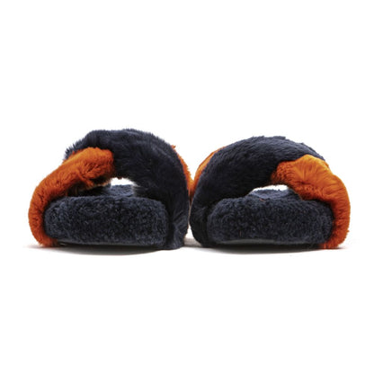 Mr&Mrs Italy Blue Rabbit Fur Women Sandal featuring luxurious blue and orange rabbit fur, expertly crafted with elegance from Italy.