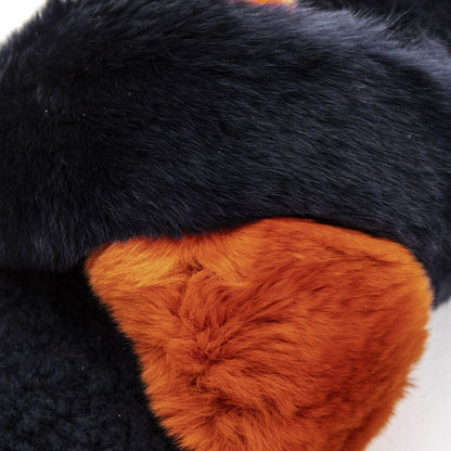 Close-up of Mr&Mrs Italy Blue Rabbit Fur Women Sandal featuring soft blue rabbit and lamb fur texture.