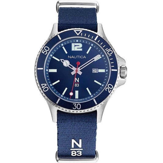 NAUTICA Mod. NAPABS904 Gent's Quartz Analog Watch with Blue Dial and Bracelet, 43mm Case, Water Resistant 5 ATM, Mineral Material