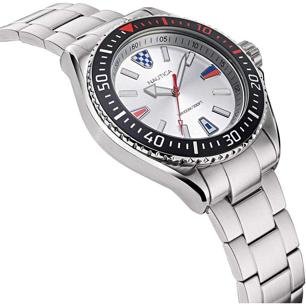 NAUTICA Mod. NAPCPS905 gent's quartz analog watch with multifunctional dial, mineral case, and official packaging. Water resistant 10 ATM.