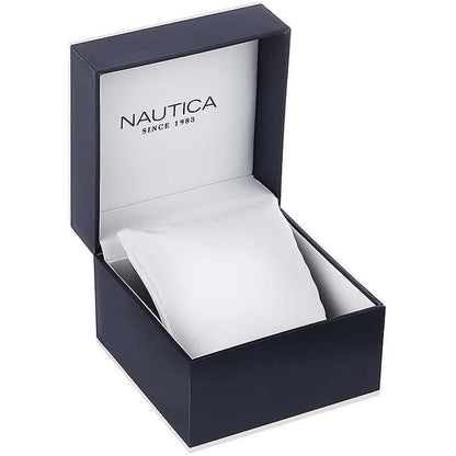NAUTICA Mod. NAPSHG003 official packaging box for gent quartz analog watch, showcasing elegant and sleek design.